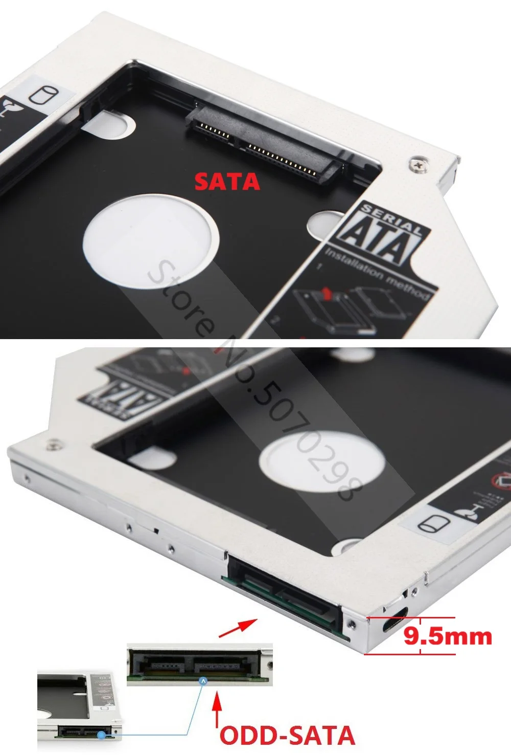 9.5mm 2nd 2.5 HDD SSD Hard Drive Optical Bay Caddy Frame Enclosure Bracket for Asus X751na X540L X751 X751LAV X751LKB X540 X541