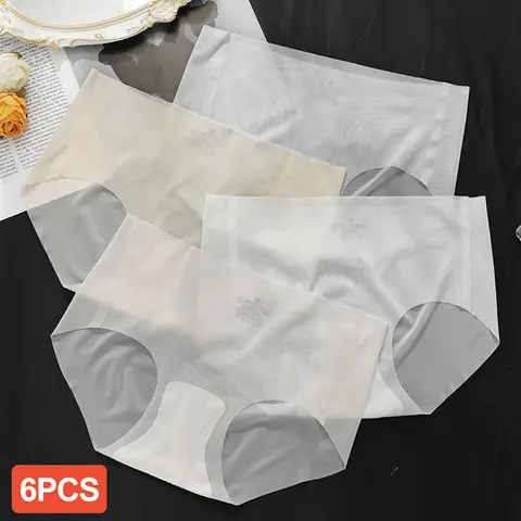 6 adet yaz buz ipek dikişsiz iç çamaşırı bayanlar yaz ultra-ince anlamda çabuk kuruyan pantolon külot külot M-XL