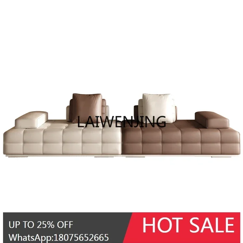 high-end leather sofa living room high-end Italian light luxury Napa leather Lawrence large sofa