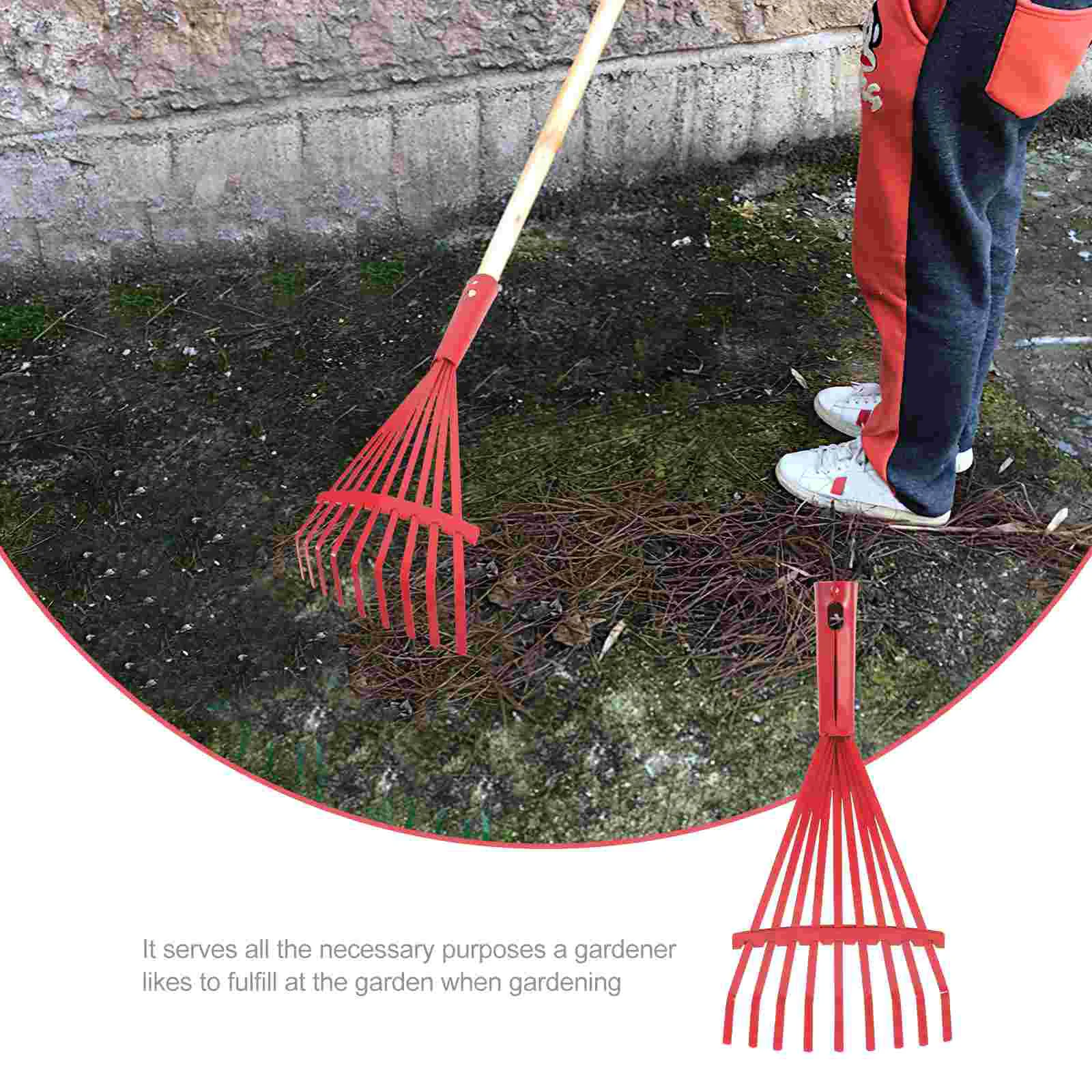 Garden Cultivating Supply Nine-tooth Deciduous Rake Head Leaves Clean Gardening Tool Handle