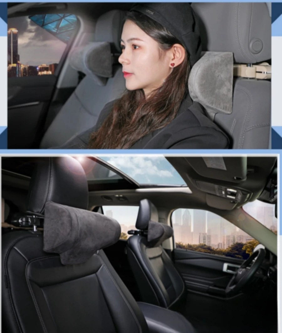 조정 가능한 자동차 머리 받침 베개 숨겨진 후크 및 태블릿 전화 홀더가있는 운전석 머리 지원을위한 다용도 자동차 목 베개 썸네일 6