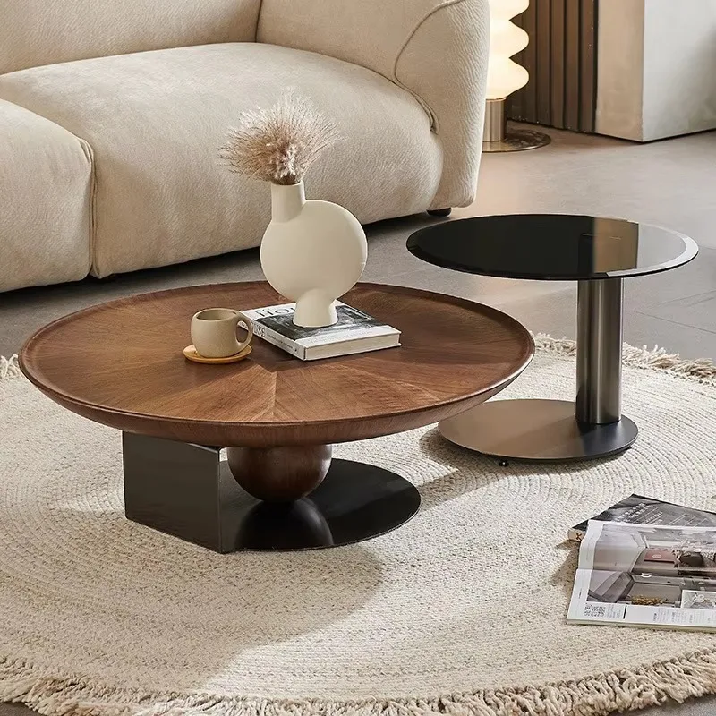 Luxury Design Home Use Low Height Modern Solid Wood Round Wooden Coffee Table for Living Room Furniture Center Table