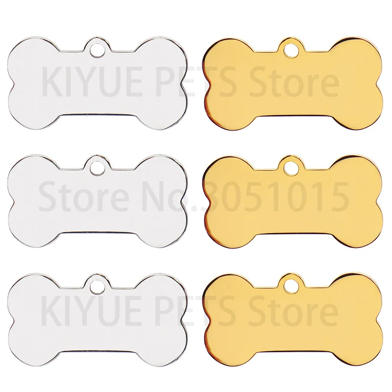 Wholesale 100 Pieces Stainless Steel Bone Pet Identity Dog ID Tag Personalized Laser Custom Cat Collar Accessories