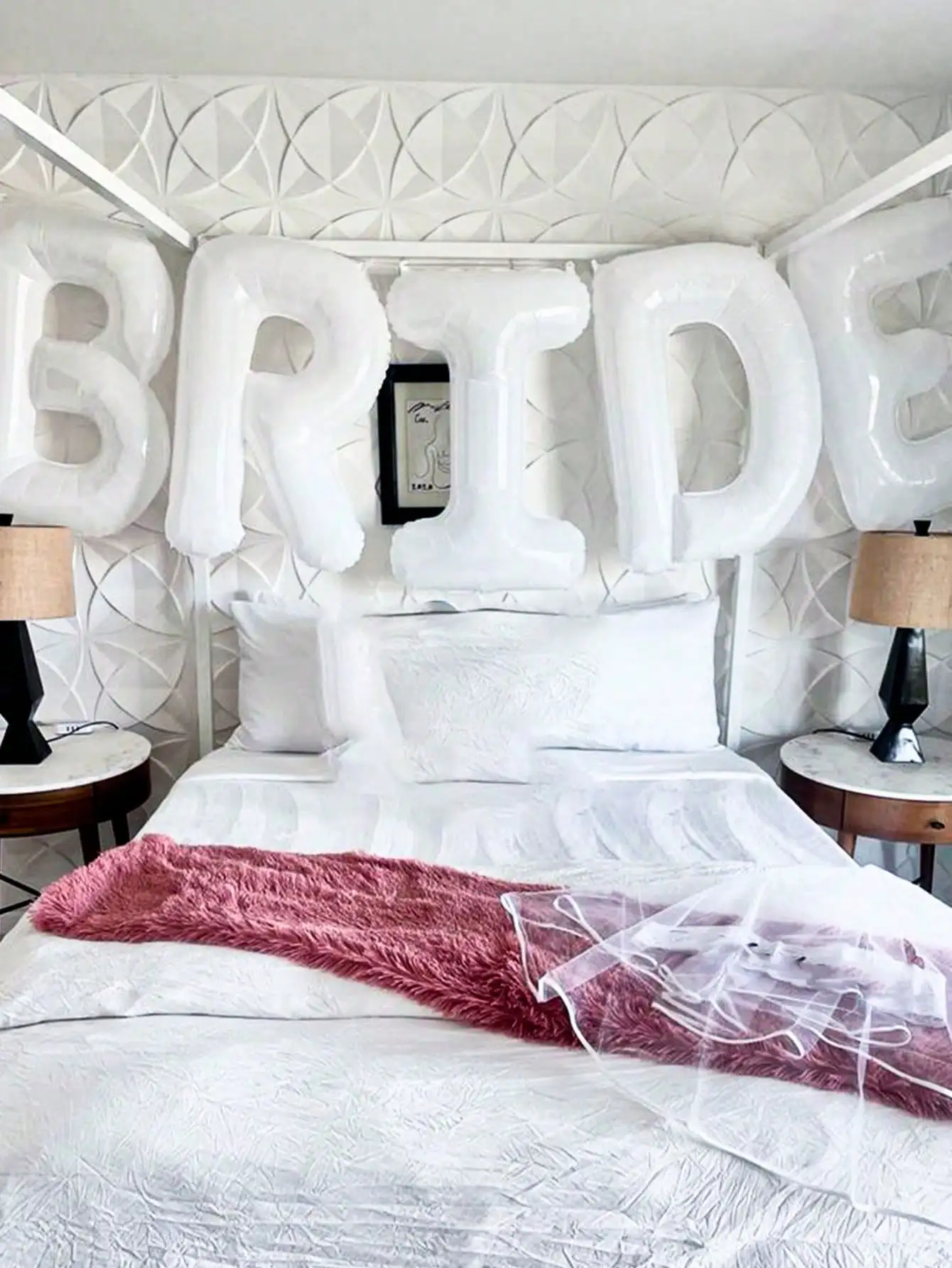 مجموعة بالونات حروف العروس البيضاء مكونة من 25 قطعة، لحفلات الزفاف وحفلات العزوبية ومستلزمات خلفية زينة الخطوبة والزفاف