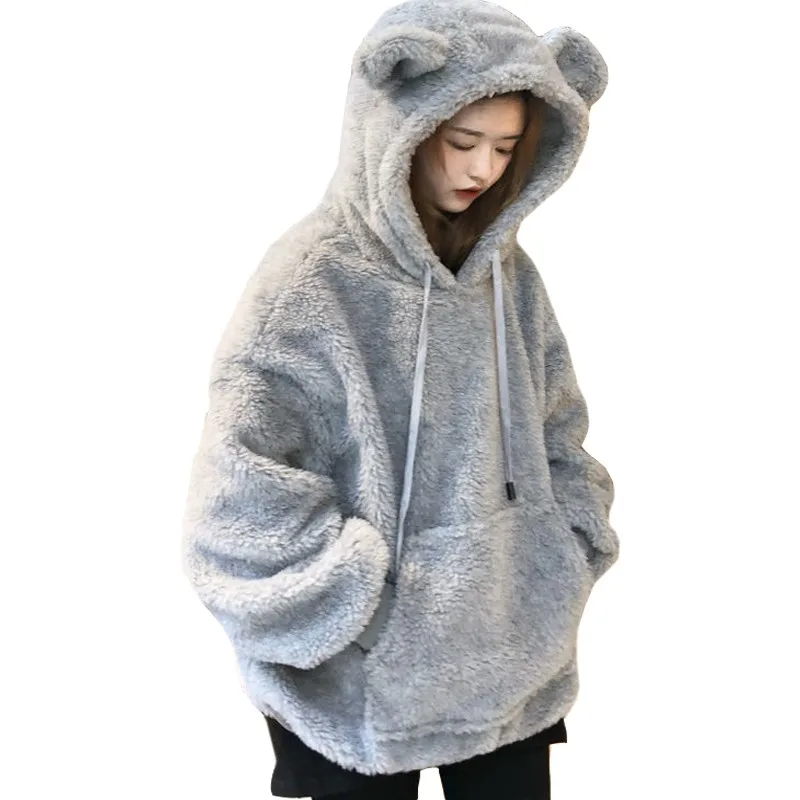 Extra Large 300kg Bear Ear Sweater Women\'s Thickened Korean Version Ins Loose Cute Rabbit Fat Sister Hooded Jacket Fashion