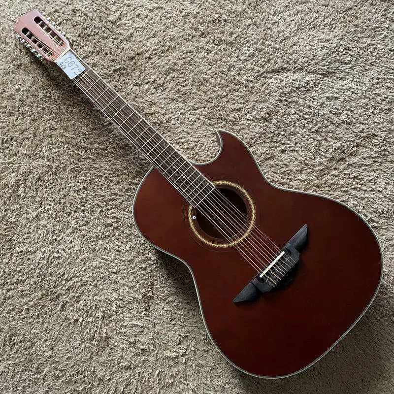 G672 10 String Red Cedar Top Mahogany Cutaway Acoustic Electric Folk Guitar Solid Top Clearance Stock Minor Cosmetic Marks