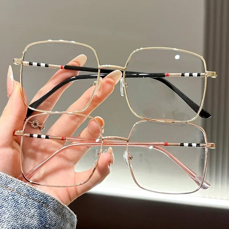 Lunettes photochromiques, lunettes carrées rétro Anti-lumière bleue, lunettes à couleur changeante pour femmes en or Rose tendance