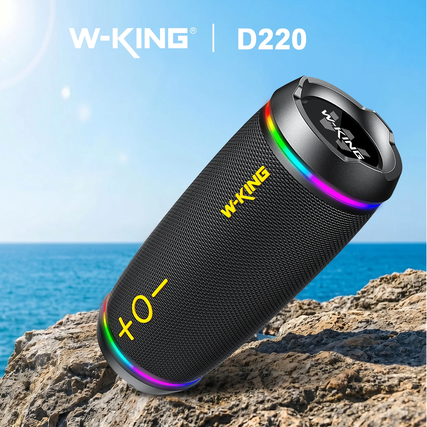 

W-King 40W Portable Bluetooth Speaker IP67 Waterproof Outdoor TWS Subwoofer with RGB Light HiFi Stereo Sound FM Radio And TF Car