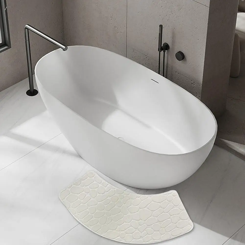 Non-slip Bath Mat Luxurious Coral Velvet Bathroom Floor Mat with Anti-slip Pebble Design for Quick-drying Water for Hotel
