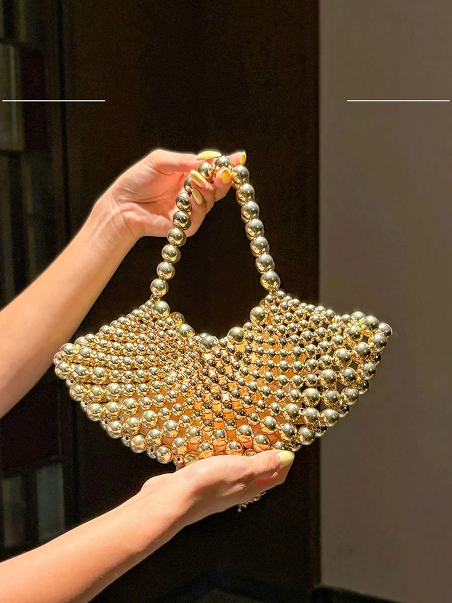 ugals-retro-handwoven-pearl-fan-shaped-dinner-party-dumpling-mobile-phone-clutch-bag-fashionable-european-style-bead-element