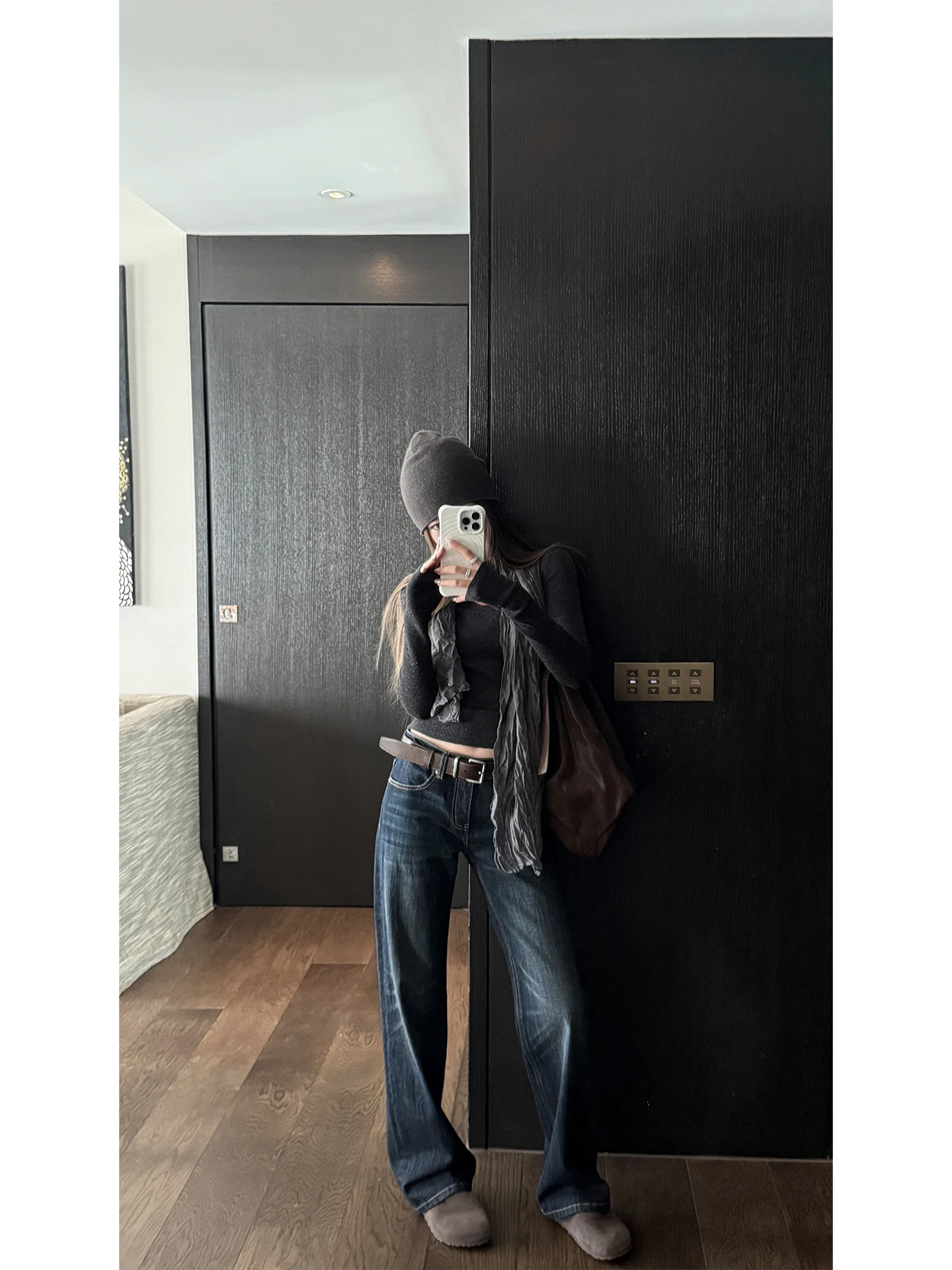 

4PRIL Retro Low Waist Straight Leg Jeans Women's Super Slimming Cotton Blend Zipper Closure Casual Faion Pants