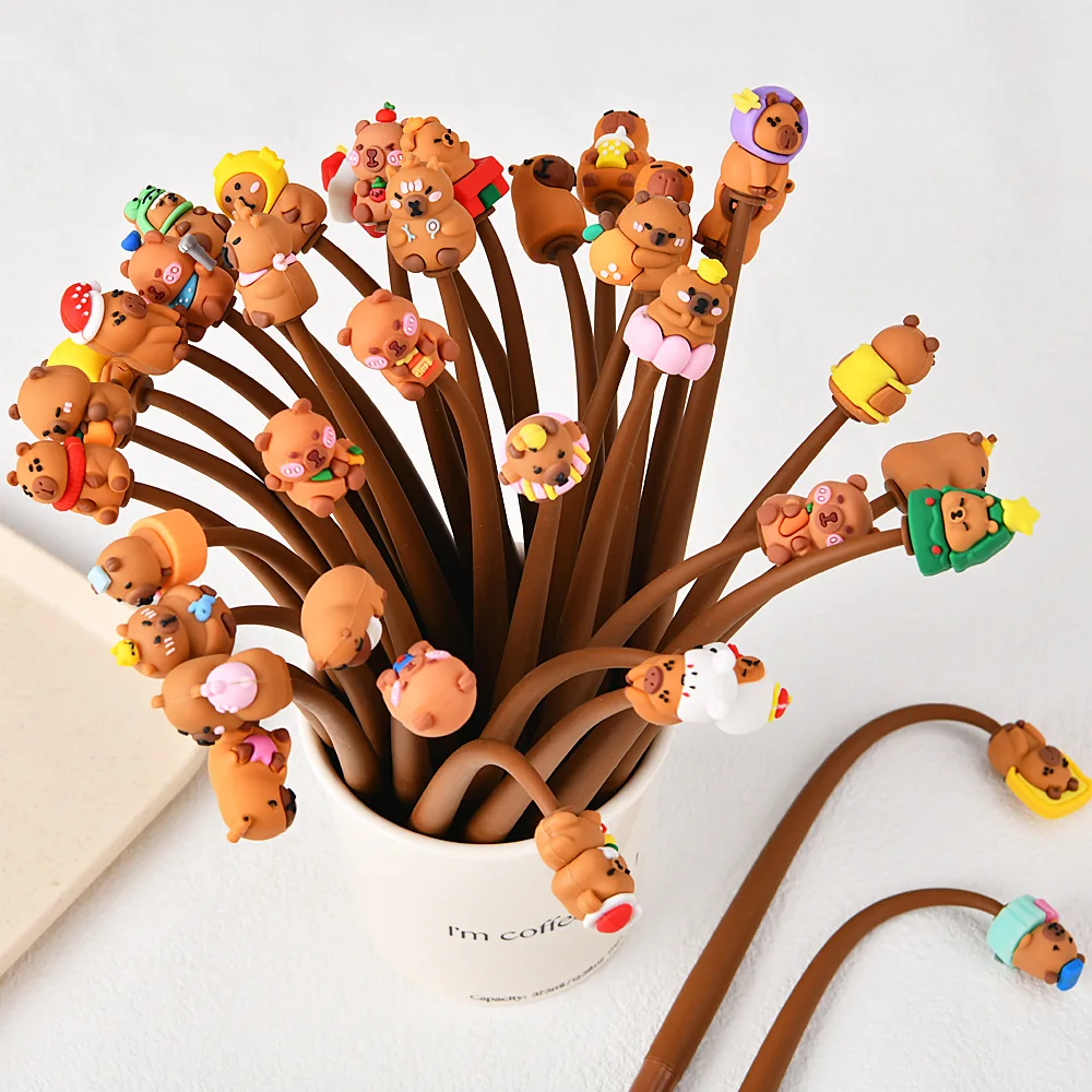 

30Pcs/Lot Cute Capybara Series Cartoon Neutral Pens Black Ink Creative Soft Gel Pen Student School Stationery Prize Wholesale