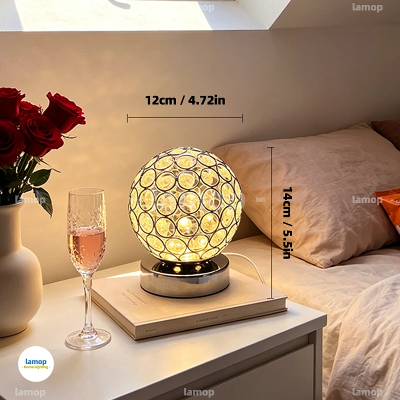 Murano Glass Lattice Sphere Table Lamp Diffused Light Output Pastoral Style Light For Side Cabinet Children Room Desktop Ornamen