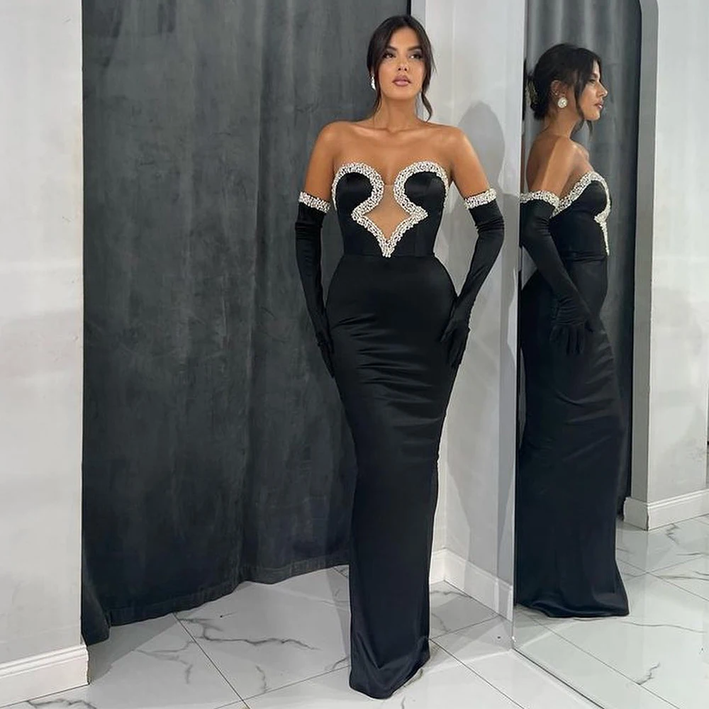 Sexy Evening Dress Long 2023 Beading Sweetheart Illusion Column/Sheath Gown for Women Backless Floor Length Party