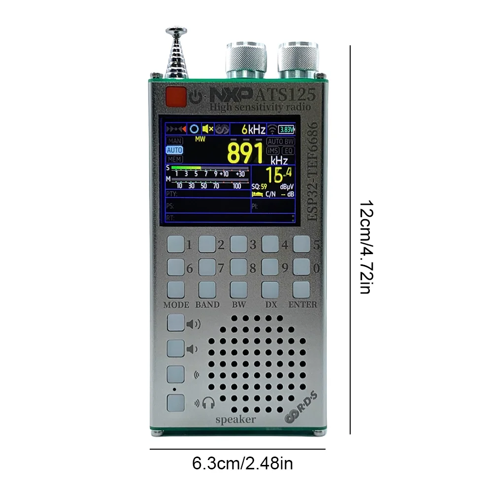 

ATS125 TEF6686 ESP32 65-108MHz Portable Radio Receiver FM/SW/MW/LW, Dual-Mode Bluetooth Stereo
