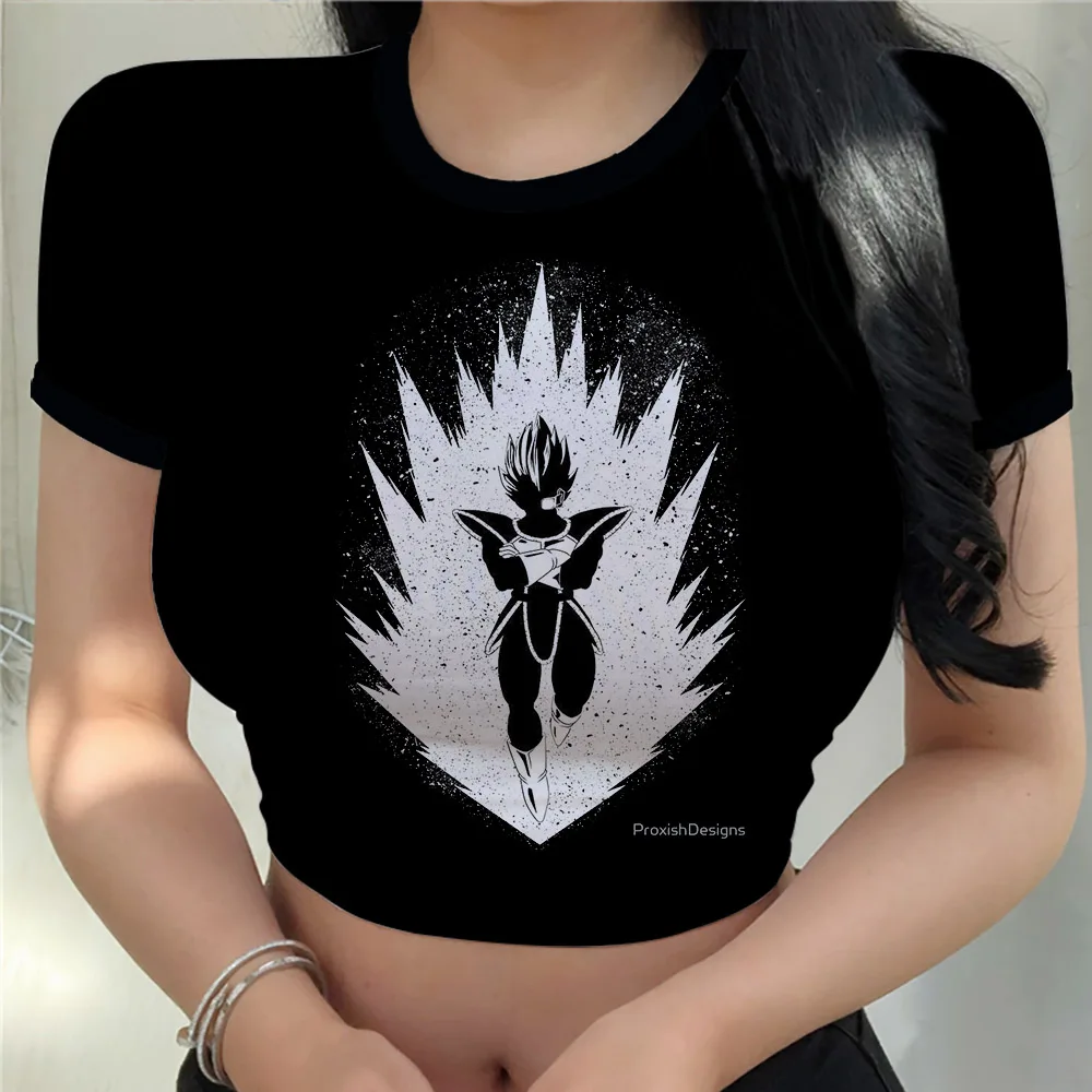 Y2k Kawaii Clothes Goku Women\'s T-shirts Summer 2024 T-shirt Harajuku Vegeta Tops Anime New Dragon Ball Z Clothing Cool Fashion