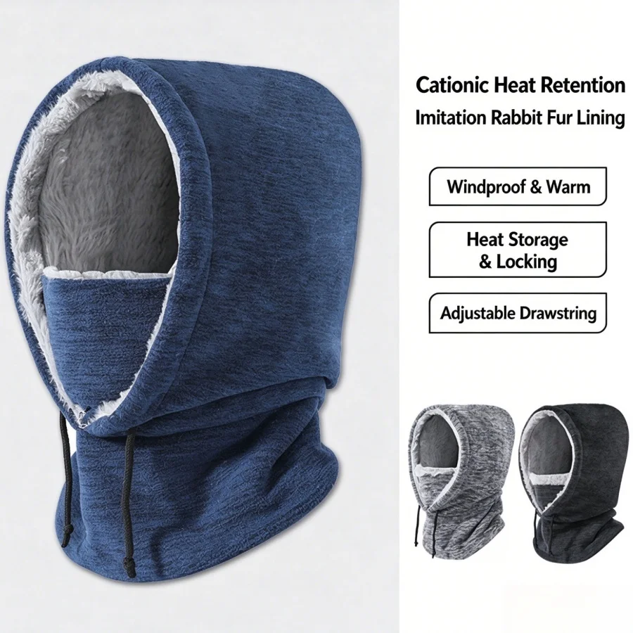 Winter Warm Hat with Mask and Neck Warmer Windproof Balaclava for Men and Women Masked Hat Cycling Cold Weather Protection
