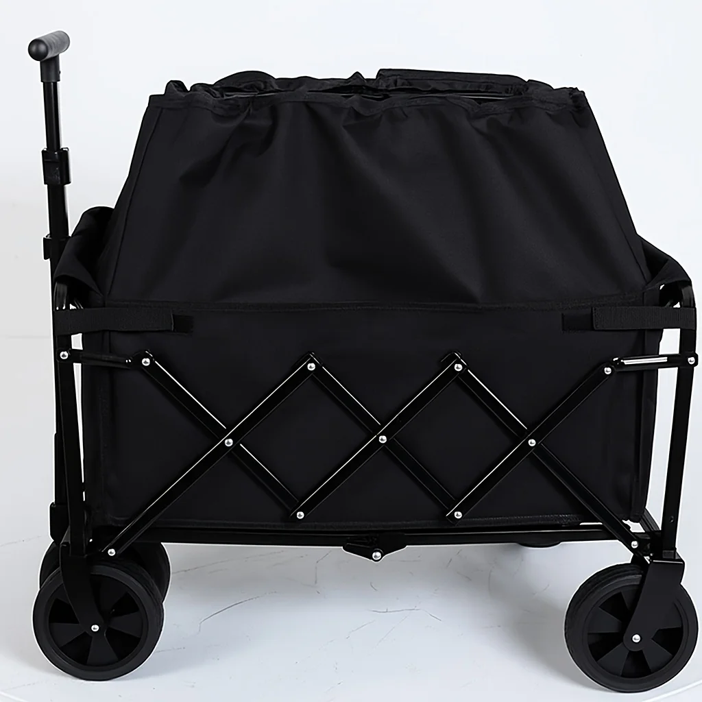 Portable Folding Trolley, Large-Capacity Cloth Bag Camping Cart, Beach Shopping Transport Cart, Easy-To-Store Four-Wheel Cart, Load Capacity 10kg