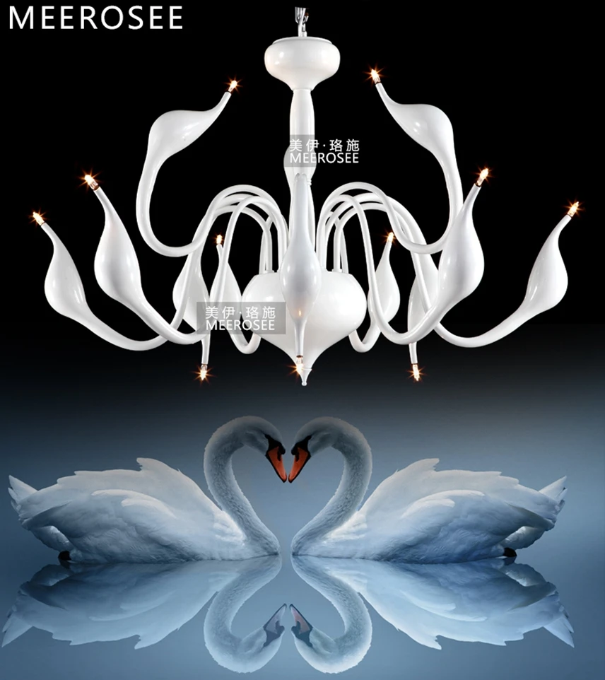 Modern White Swan Chandelier Light Fixture Lighting Romantic Black Swan Pendant Lamp for Living Room Dining Room