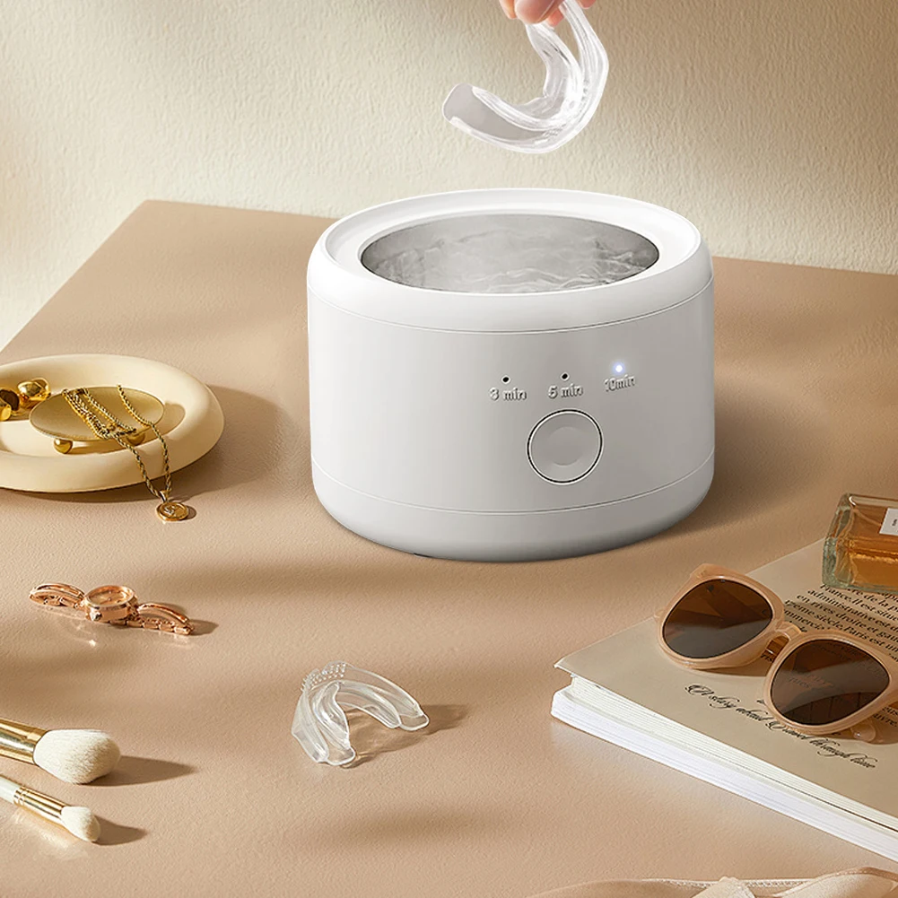 آلة تنظيف أسنان بالموجات فوق الصوتية، عملية بلمسة واحدة، جهاز التنظيف التلقائي، 3 سرعات توقيت لتنظيف نظارات المجوهرات