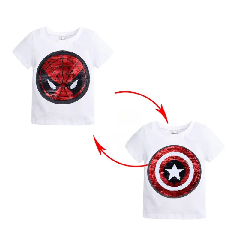 Économie à paillettes Spider-Man pour enfants, Économie animés, Économie super-héros, Économie en coton pour garçons et filles, Économie d'été, Vêtements de Noël