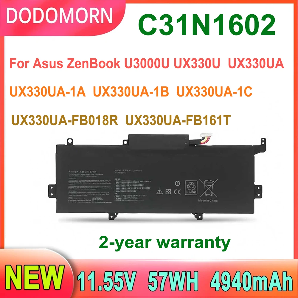 

DODOMORN C31N1602 Аккумулятор для ноутбука ASUS Zenbook U3000U UX330 UX330U UX330UA UX330UA-1A 0B200-02090000