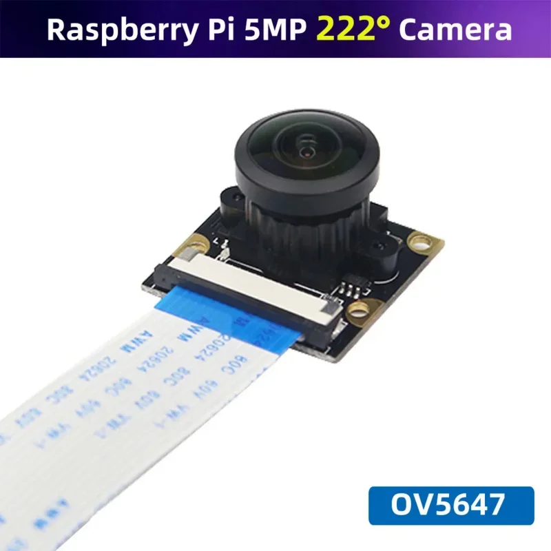 Raspberry Pi 222 Degree Fish Eye Camera Module Focal Adjustable Lens OV5647 Wide Angle Camera for Raspberry Pi 4 Model B 3B  3B