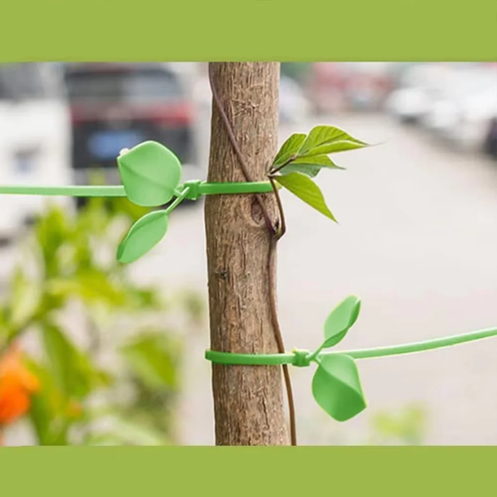 10pcs Reusable Garden Zip Ties Plant And Shrub Support Fixed Straps  Adjustable Zipper Cable Ties Simulated Leaf Ties