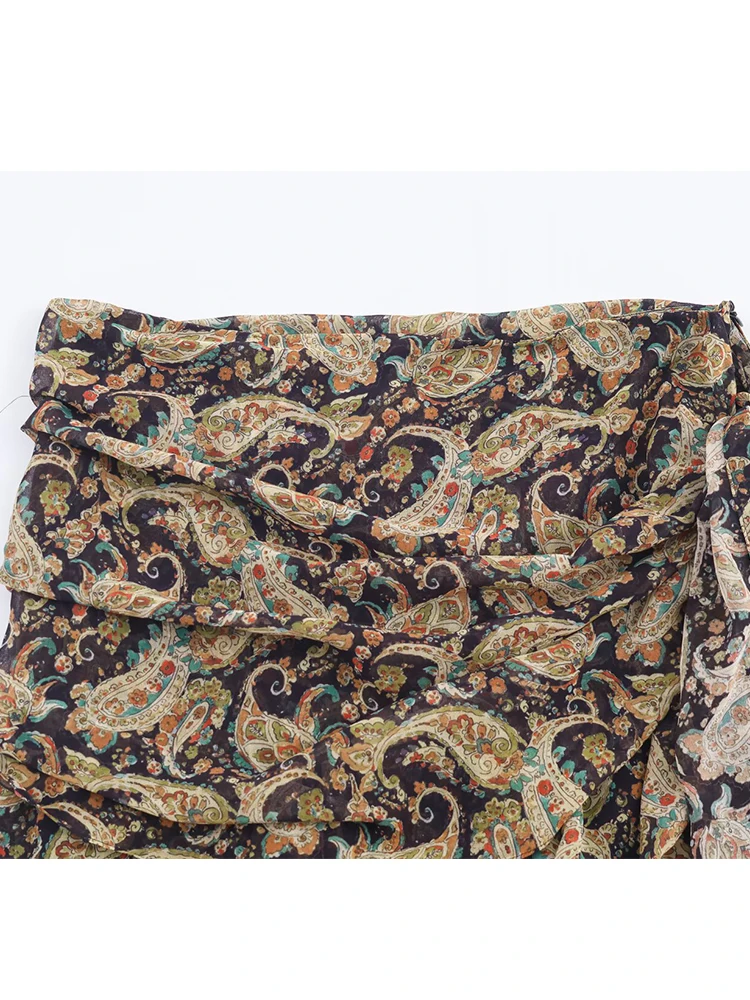 التنانير النسائية التجاعيد 2025 المرأة الصيف الخريف موضة جديدة الترفيه طباعة عالية الخصر التنانير النساء أنيقة التنانير الحفلات