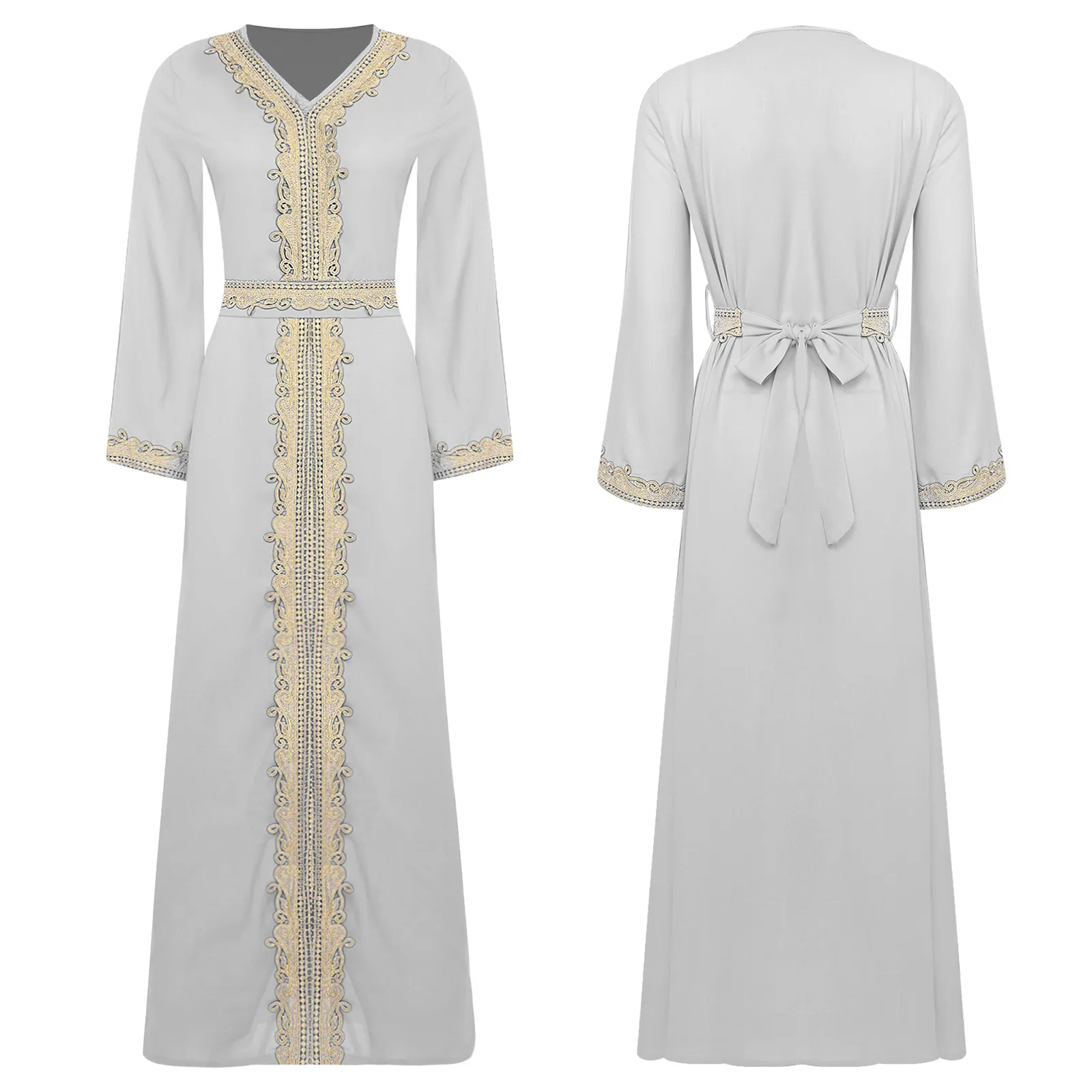 

Ramadan Dubai Embroidery Sequins Maxi Dress Dubai Casual Loose Abaya Muslim Woman Costume Dresses For Prom Church Robe Prayer