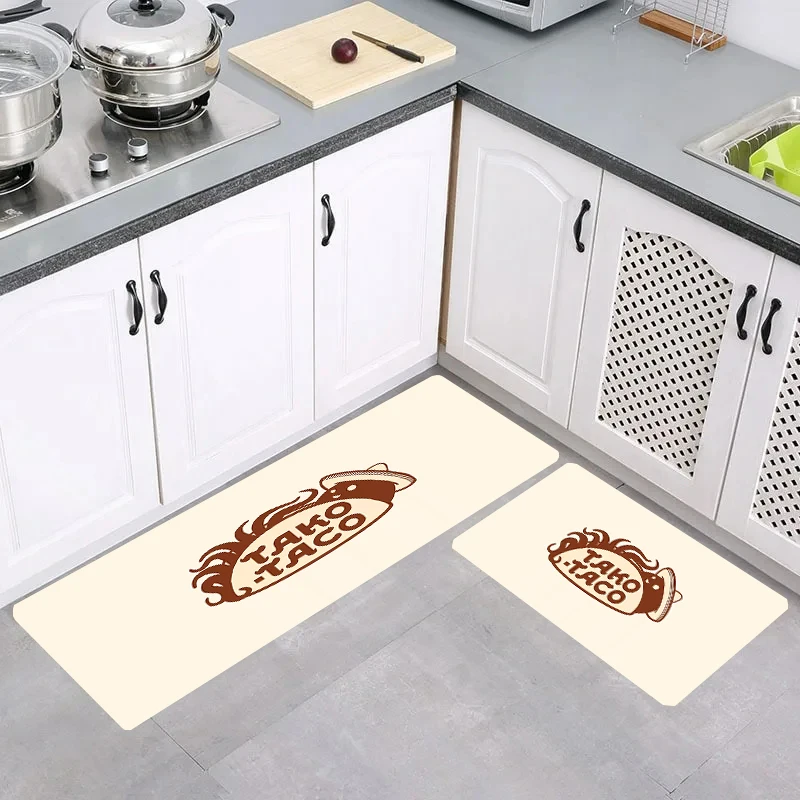 Home Pattern Taco Kitchen Mat Aesthetic Room Decoration Carpet Entrance of House Carpets Rugs Balcony Foot Rug Doormat Door Mats