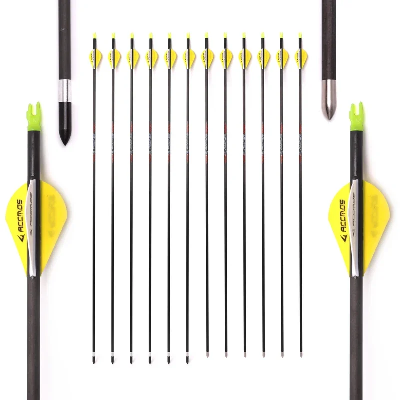 6/12/24pcs Arrow Pure Carbon ID 5.2mm Spine 300/700 For Recurve Compound Bow Archery Hunting