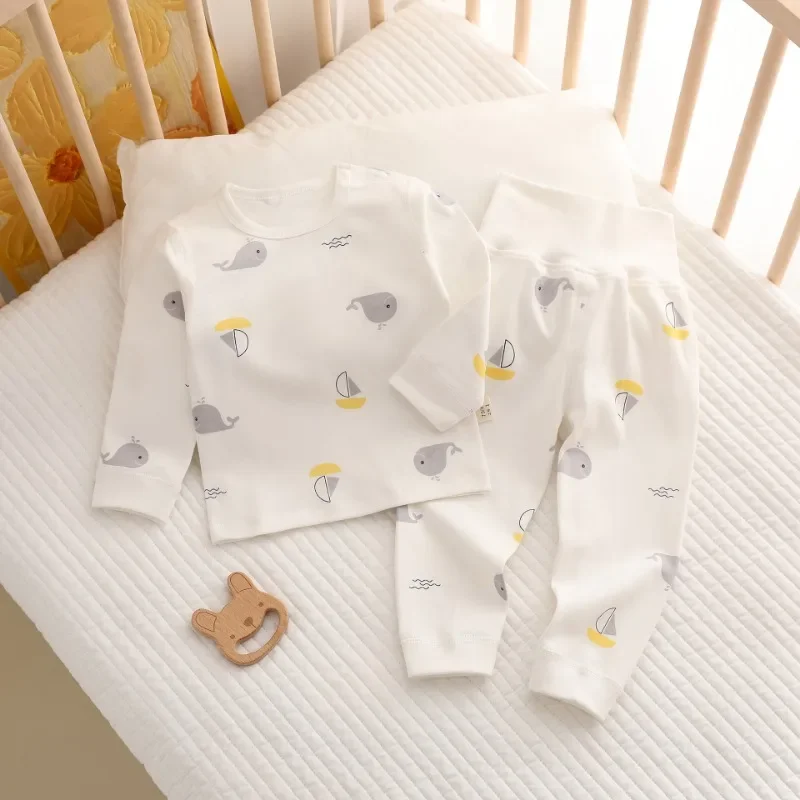 1-3 anni simpatico cartone animato morbido puro cotone bambino autunno vestiti e pantaloni Set neonato diviso abbigliamento neonato pigiama luna piena