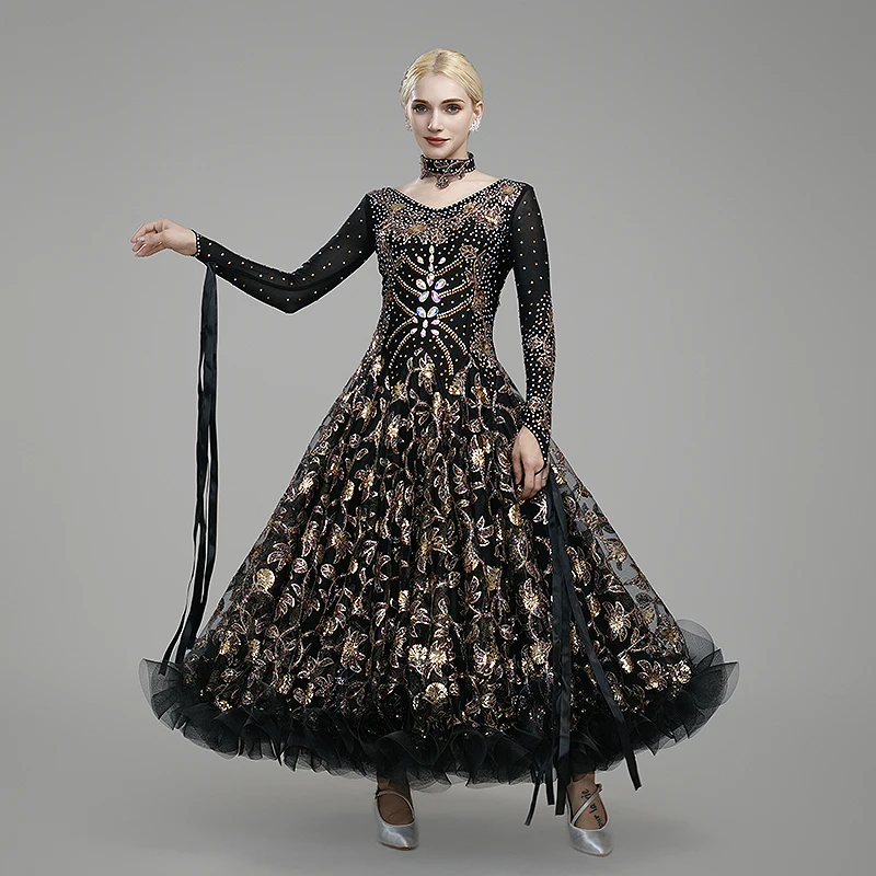 Vestido de baile moderno, traje de baile de salón, grupo de baile de salón, traje de competición de columpio grande