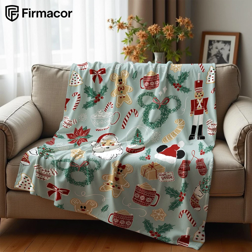 Christmas Motifs Lightweight Microfiber Soft Christmas Fleece Blanket Warm Cozy Throw for Bed Sofa Office Travel All Season