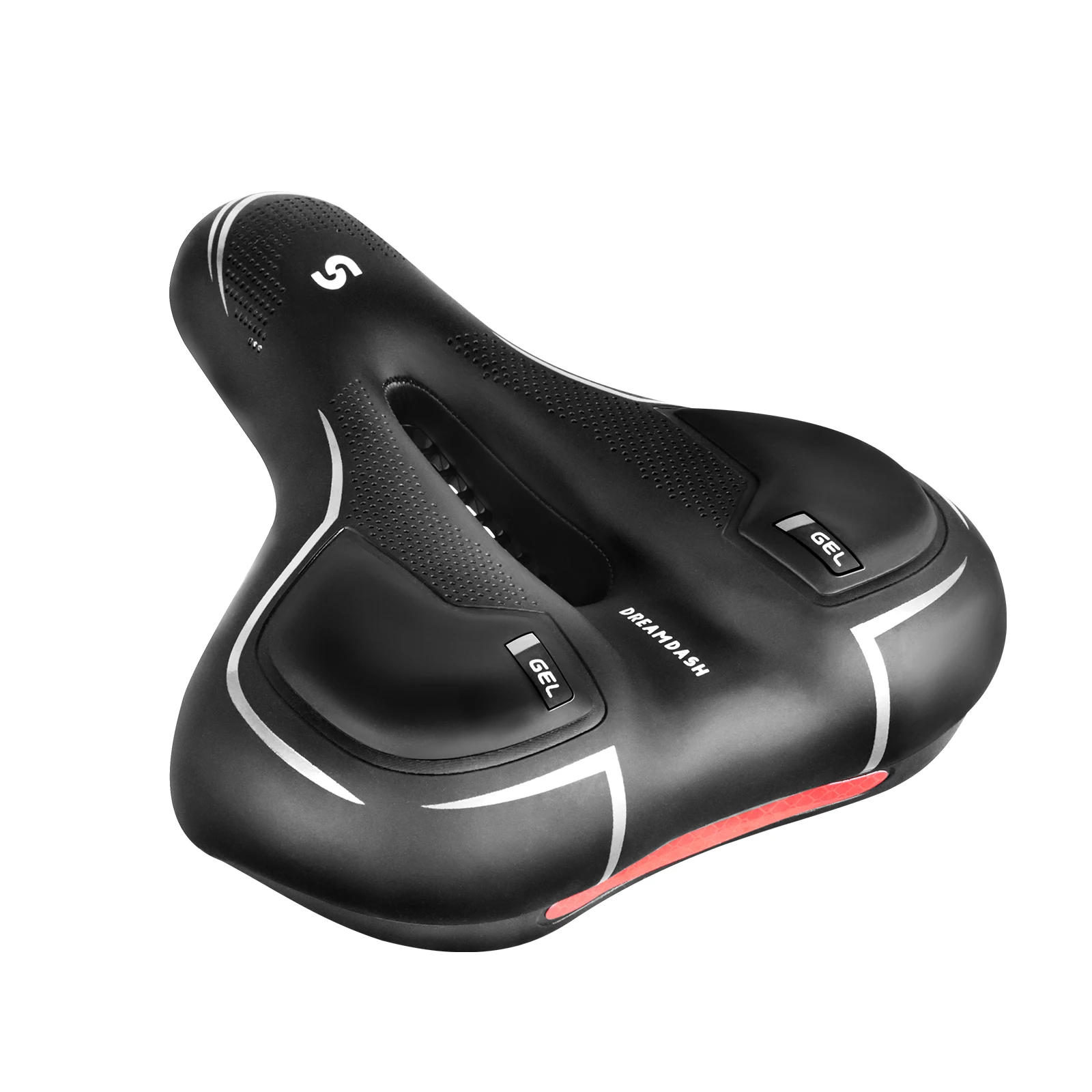 Komfort-Fahrradsattel, extra breiter MTB-Rennradsitz mit Memory-Schaum-Silikon-Gel-Kissen, stoßdämpfender, hohler, atmungsaktiver PU-Ledersattel mit Federungskugeln, Regenschutz und Werkzeugen für Mountainbike- und Stadtfahrten. – Detail 14