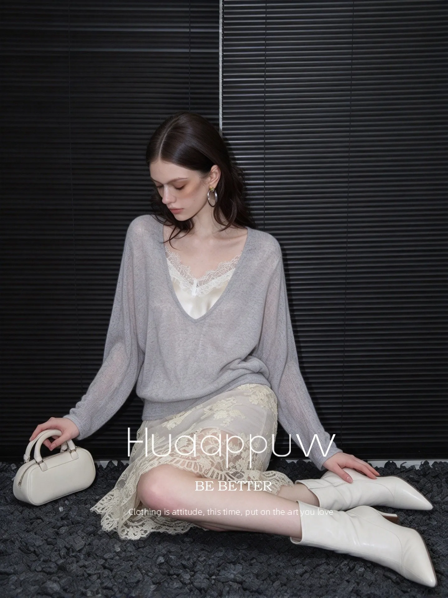 Elegant Lace Hollow out T-Shirt Huaappuw Lazy Style Autumn New Arrival Classy Cover up French Style Standard Fit Long Sleeve ...
