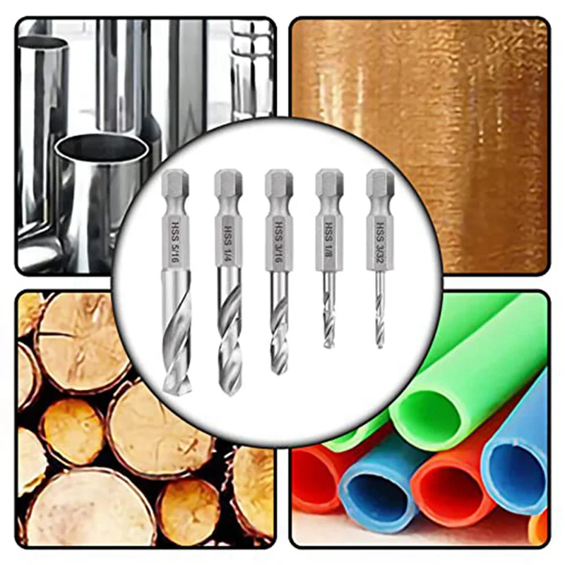 A02M-1/4 Hex Shank Drill Bit Set 10PCS Stubby Drill Bit Set For Metal M2 Short Length Drill Bit Steel For Quick Change Chuck