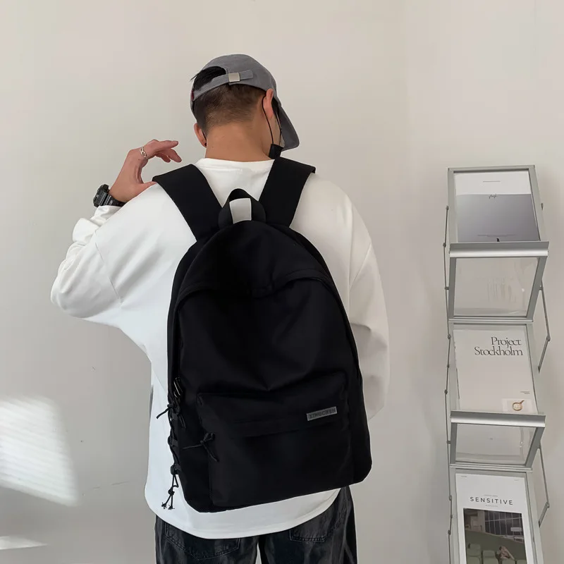 Solid Color Large Capacity Oxford Backpack Couple Student School Bag Waterproof Travel Daypack For Men Women