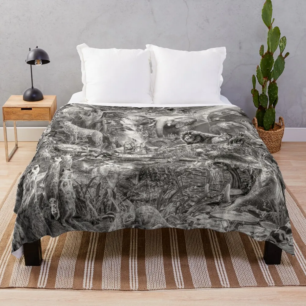 Into the Jungle Monochrome, Throw Blanket Blankets Sofas Of Decoration bed plaid Extra Large Throw Blankets