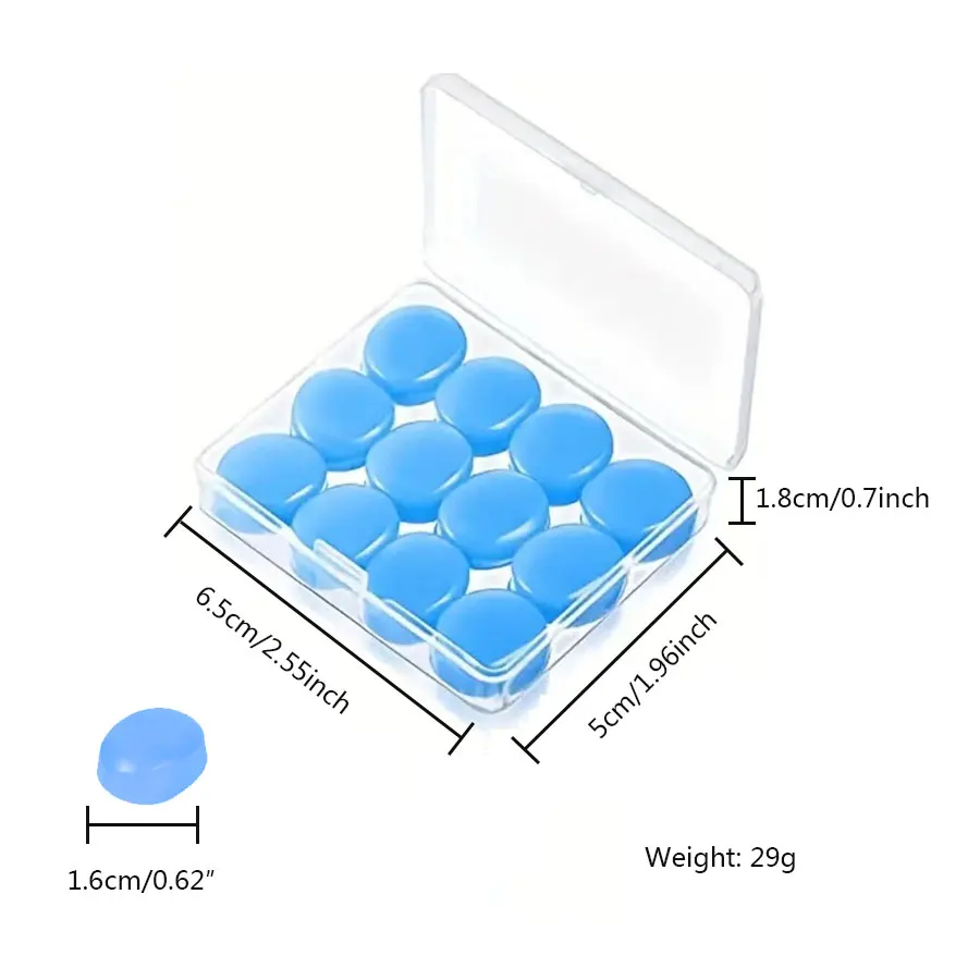 12-piece round swimming bath water and noise-proof silicone mud earplugs