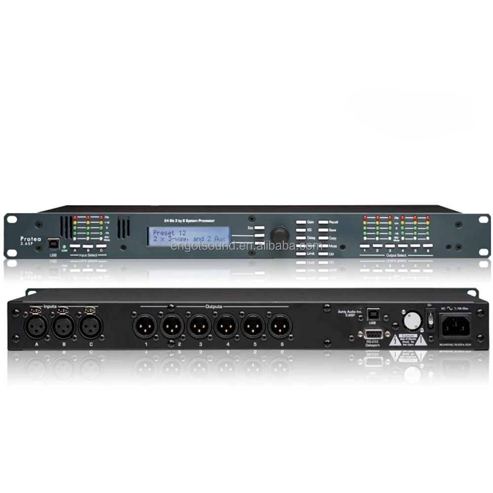 

Ashly Protea 3.6SP - 3 Input 6 Output Digital Speaker Processor delivers enhanced DSP processing for professional sound