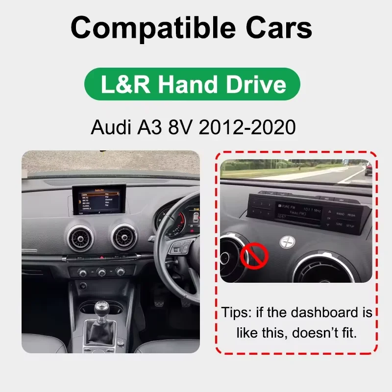 BONROAD 10.25 "لاسلكي CarPlay أندوريد راديو السيارة التلقائي مشغل وسائط متعددة لأودي A3 8 فولت 2012-2020 4G واي فاي نظام تحديد المواقع BT شاشة تعمل باللمس