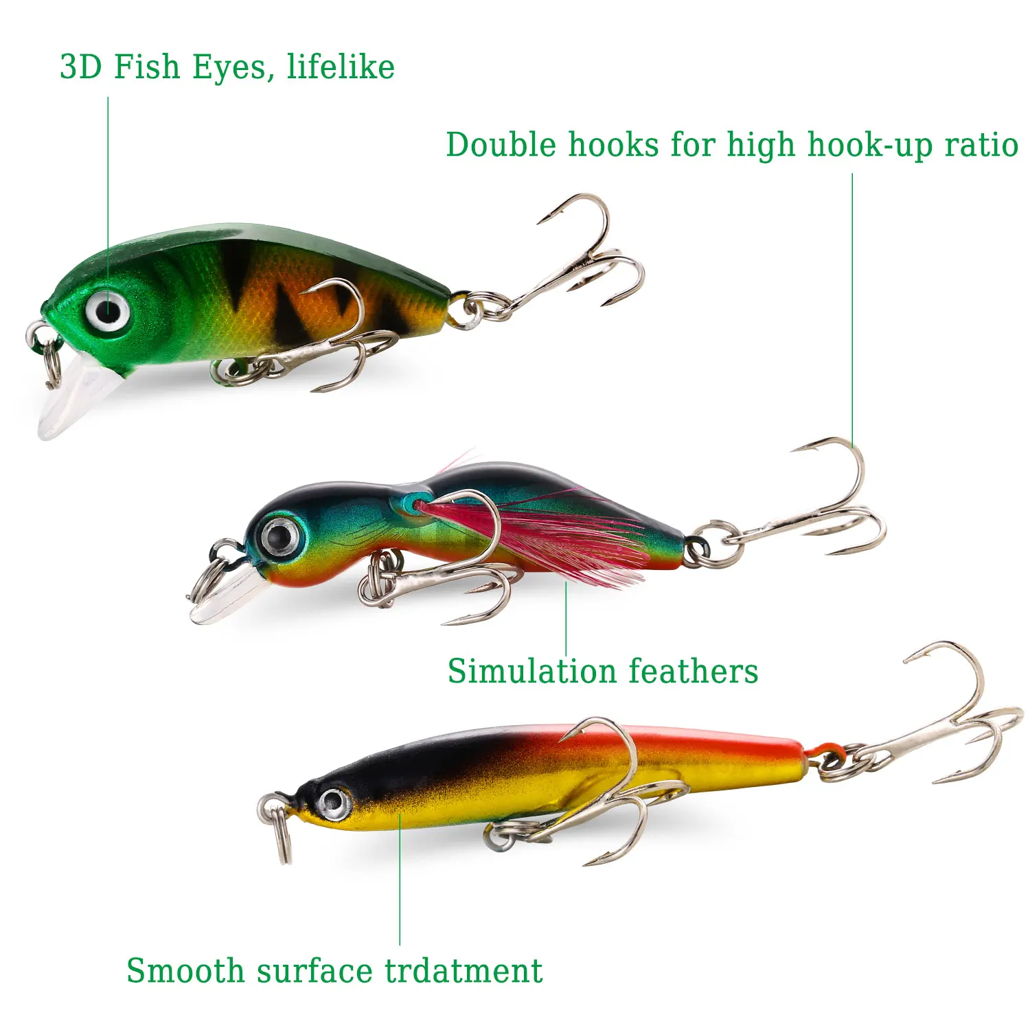 Sougayilang Fishing Bait Set 4PCS Wobbler Anti-corrosion Hook Bass Fishing Lure for Sea Carp Fishing Tackles De Pesca 썸네일 2