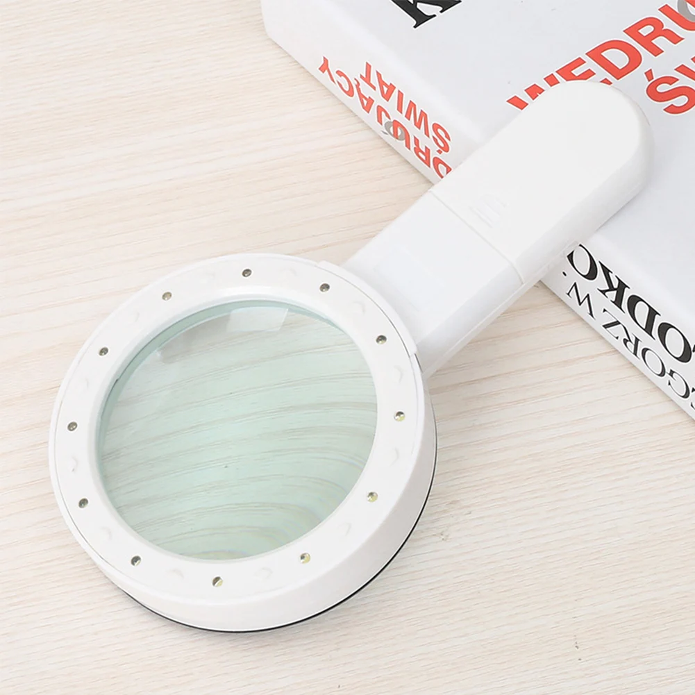 30X Handheld Magnifier 12 LED Illuminated Light with UV Light Portable Magnifying Loupe for Reading Jewelry Watch Repair