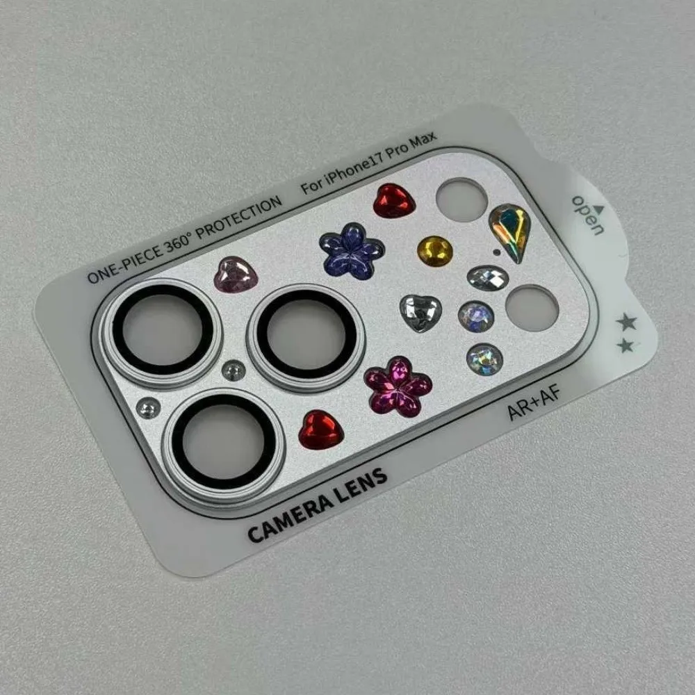 

Glitter Camera Lens Cover Full Cover Rhinestone Decor Lens Protective Film Strong Adsorption for iPhone 17Pro/17 Pro Max