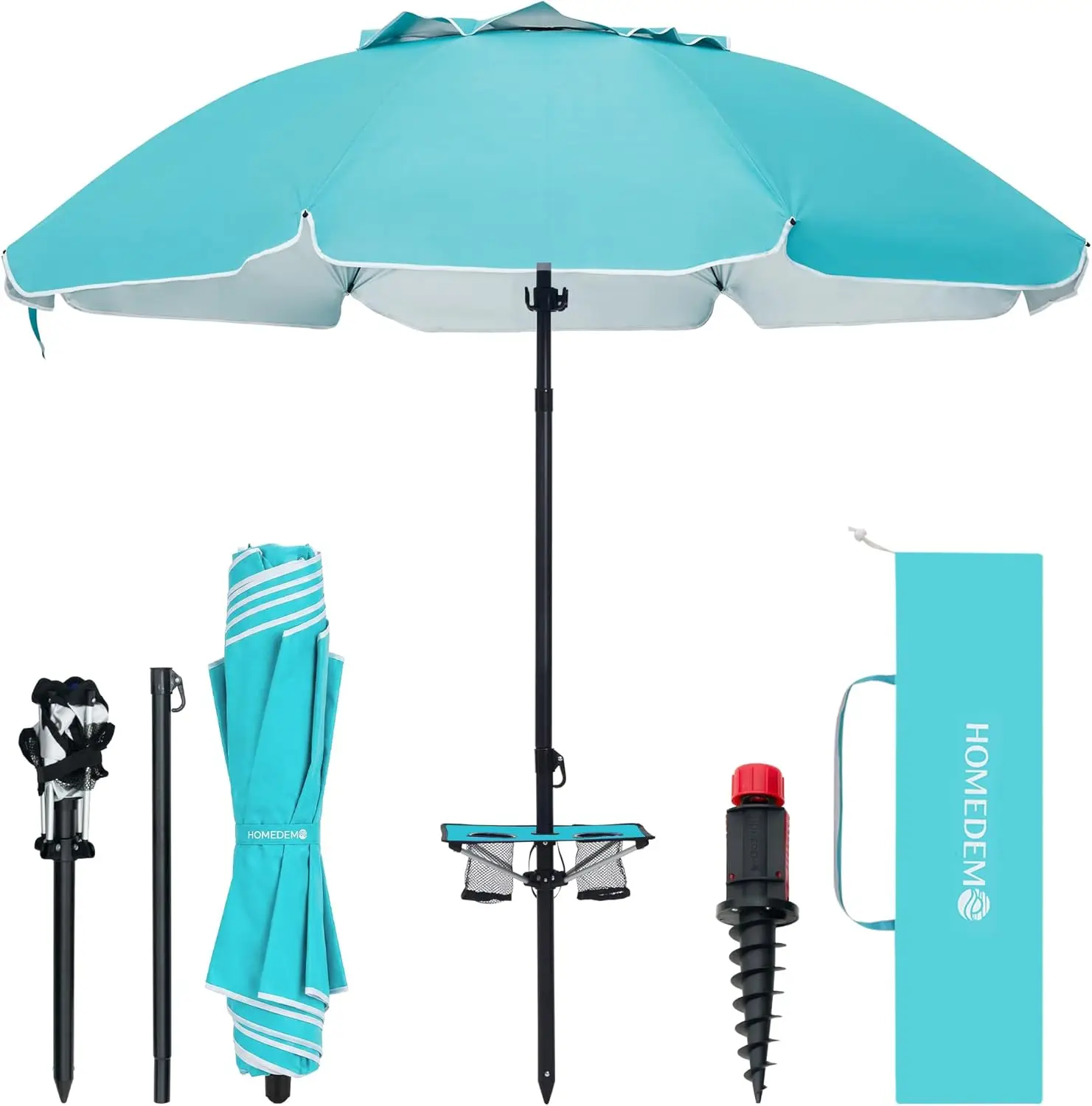 

Пляжный зонт 7 футов (2,1 м) усиленный, ветрозащитный, с подставкой и креплением, защита от солнца UPF 50+, регулируемая алюминиевая стойка для использования на открытом воздухе