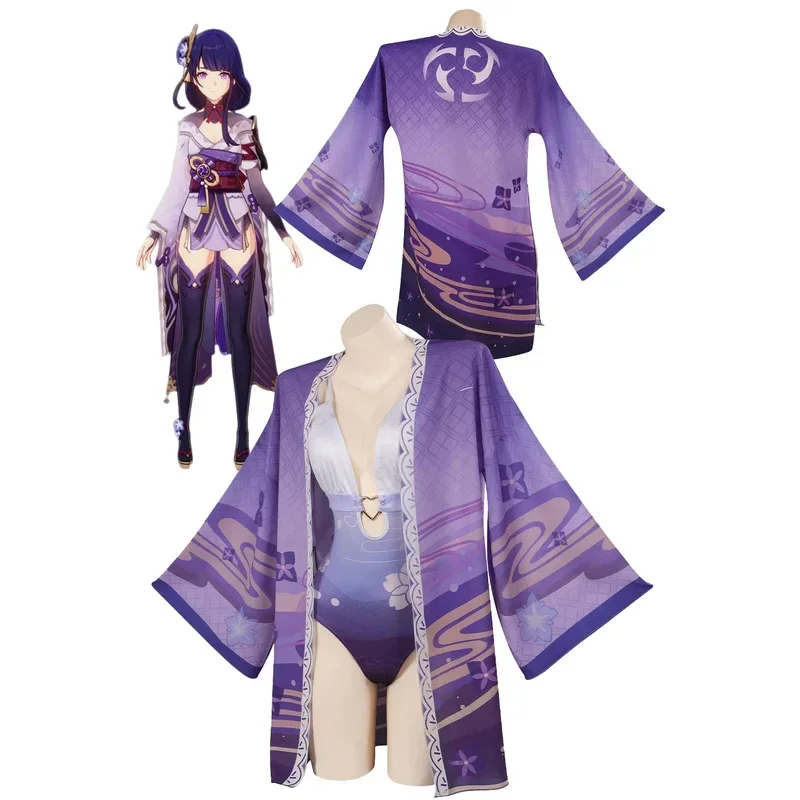 Raiden Shogun Cosplay Costume da bagno Sexy Costume da donna Anime Game Genshin Impact Roleplay fanasia Outfits Summer Halloween travestimento