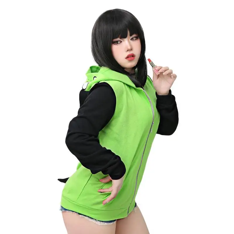 WENAM ZIM-Hoodie unissex com orelha para adulto, cachorro verde casual, moletom com capuz com zíper, traje Cosplay Halloween, jaqueta de desenhos