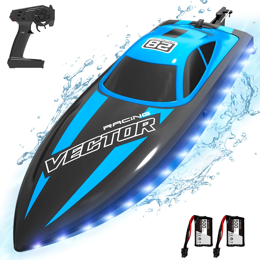 

RC Boat 20MPH Fast RC Boat for Adults 2.4Ghz Remote Control Boat for Pools and Lake with 2 Rechargeable Batteries Toys Gifts for